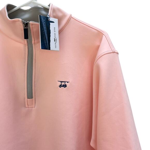 NEW Bald Head Blues Performance Dogwood Quarter Zip Peach Gray Zipper Men Small - Picture 2 of 5